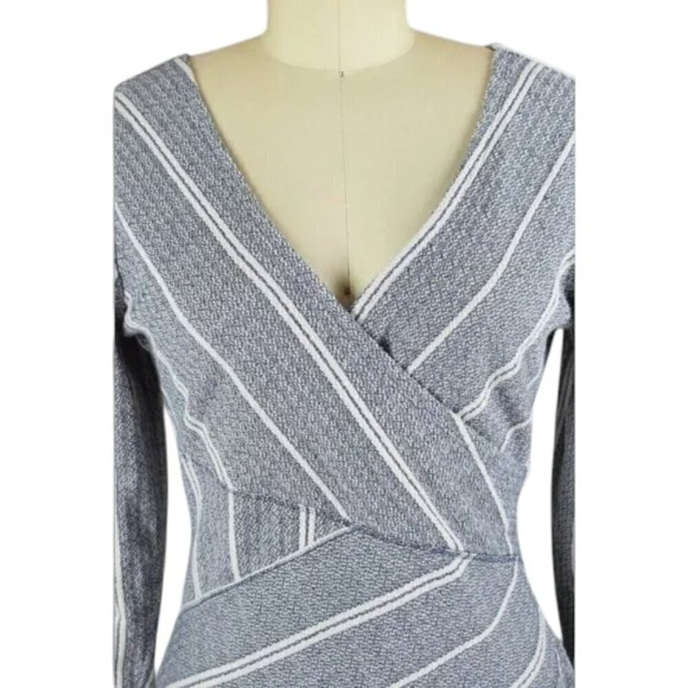 MAEVE ANTHROPOLOGIE WRAPPED STRIPED COLUMN DRESS - Picture 3 of 7